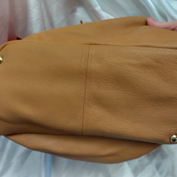* Emma Fox Beautiful LEATHER Handbag LARGE Red Yellow Brown Huge Interior Gold - Picture 4 of 16